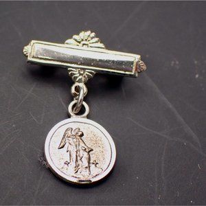 Vintage Chapel Miniature Sterling Guardian Angle Pin Not Engraved signed